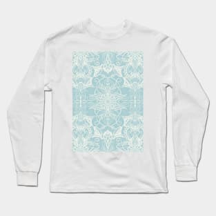 Floral Pattern in Duck Egg Blue & Cream Long Sleeve T-Shirt